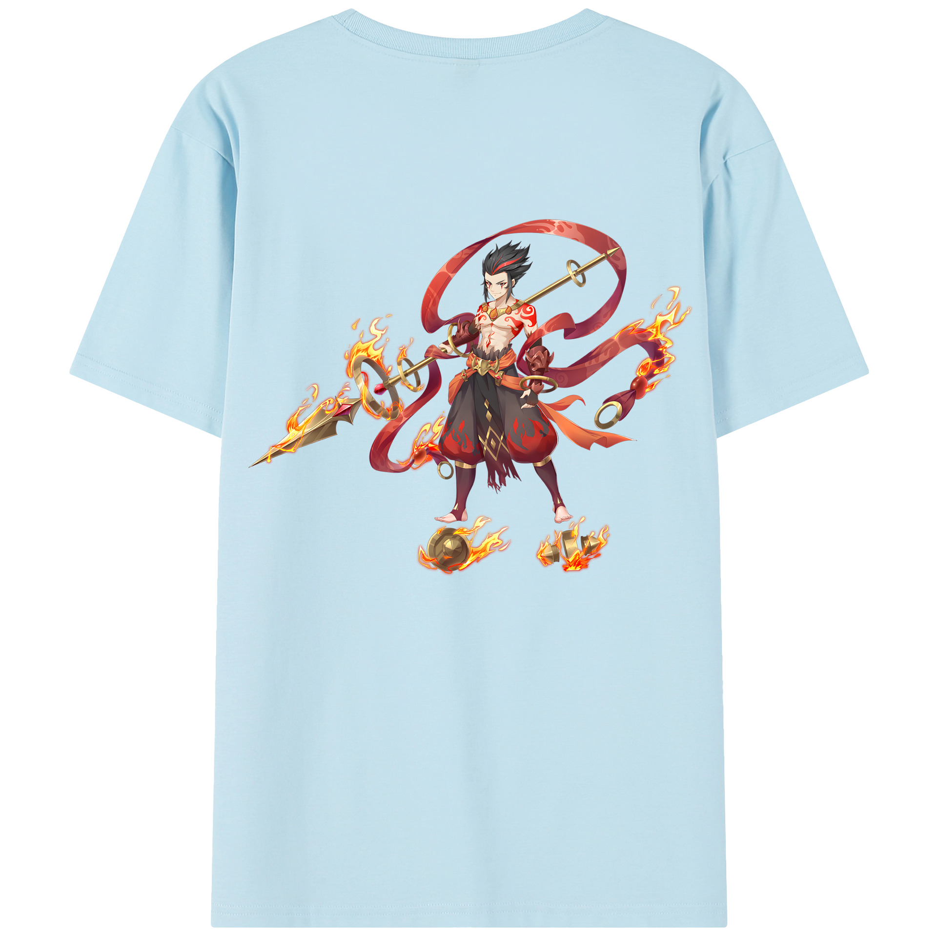（画像用） Ne Zha 2 ナタ 魔童の大暴れ 綿100％半袖Tシャツ（背面プリント）